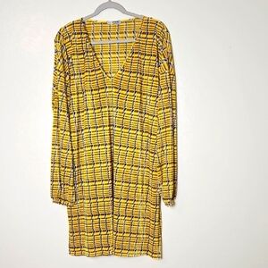 Zara Yellow Checkered Long Sleeve Dress